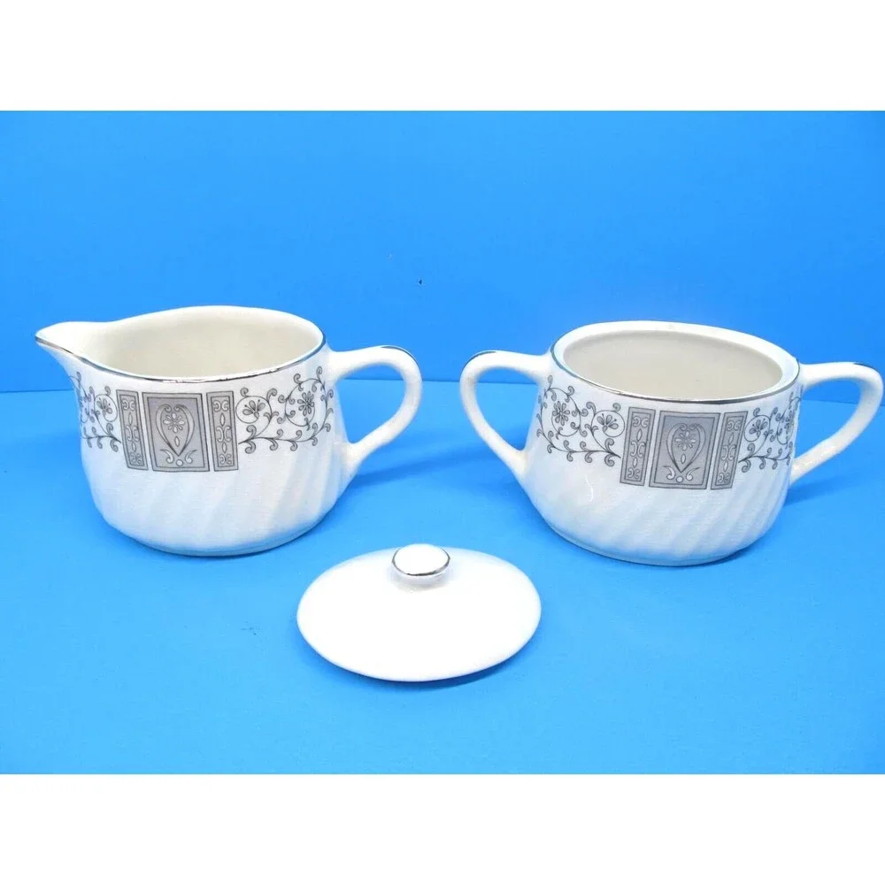 Enoch Wedgwood Manchester Covered Sugar Dish and Creamer